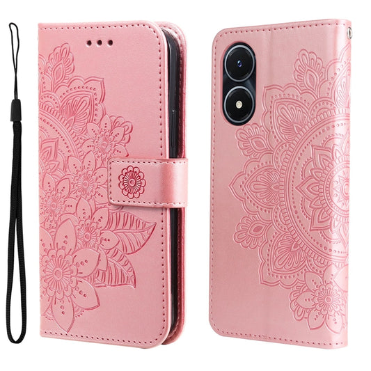 7-petal Flowers Embossing Leather Phone Case, For vivo Y02s, For vivo Y75 4G / S10e, For vivo Y77 5G, For Xiaomi Poco C40
