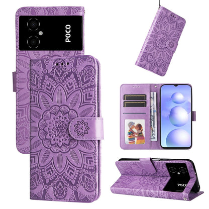 Embossed Sunflower Leather Phone Case, For Xiaomi Poco M4 5G