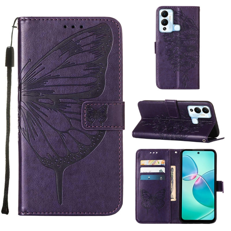 Embossed Butterfly Flip Leather Phone Case, For Infinix Hot 12 Play/Hot 12 Play NFC X6816C, For Infinix Hot 12i X665, For Infinix Hot 12 X6817