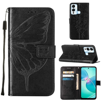 Embossed Butterfly Flip Leather Phone Case, For Infinix Hot 12 Play/Hot 12 Play NFC X6816C, For Infinix Hot 12i X665, For Infinix Hot 12 X6817