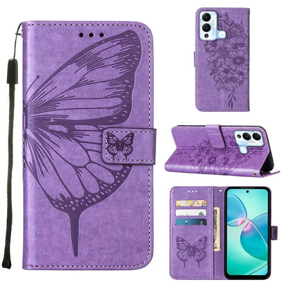Embossed Butterfly Flip Leather Phone Case, For Infinix Hot 12 Play/Hot 12 Play NFC X6816C, For Infinix Hot 12i X665, For Infinix Hot 12 X6817