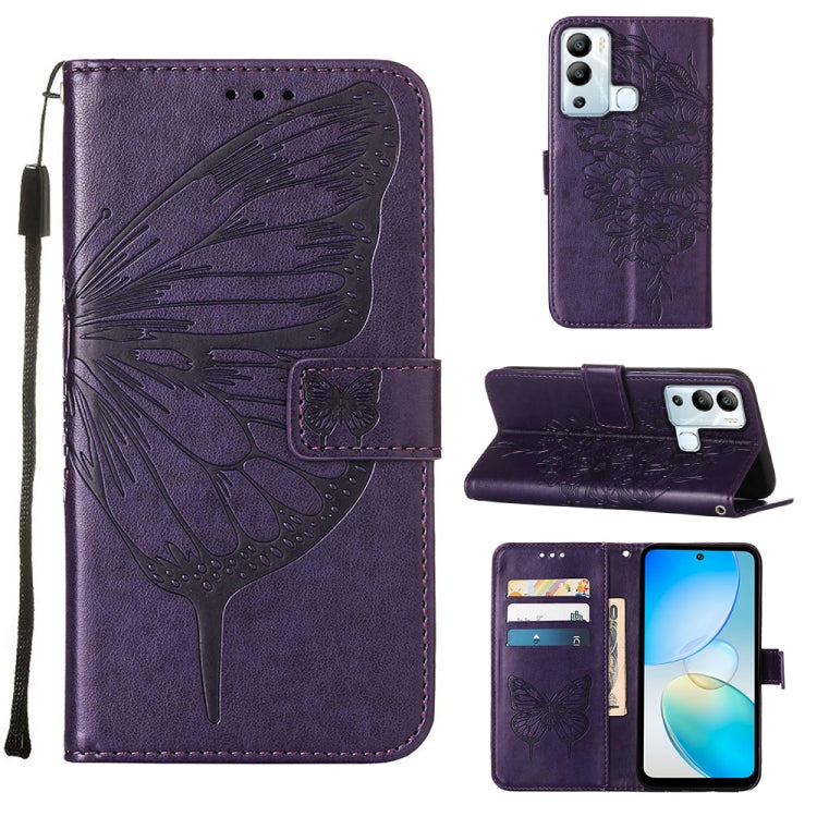 Embossed Butterfly Flip Leather Phone Case, For Infinix Hot 12 Play/Hot 12 Play NFC X6816C, For Infinix Hot 12i X665, For Infinix Hot 12 X6817