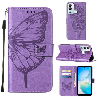 Embossed Butterfly Flip Leather Phone Case, For Infinix Hot 12 Play/Hot 12 Play NFC X6816C, For Infinix Hot 12i X665, For Infinix Hot 12 X6817