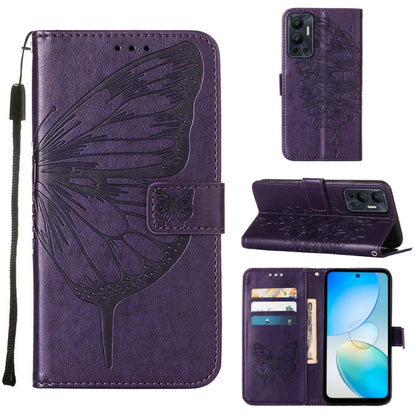 Embossed Butterfly Flip Leather Phone Case, For Infinix Hot 12 Play/Hot 12 Play NFC X6816C, For Infinix Hot 12i X665, For Infinix Hot 12 X6817