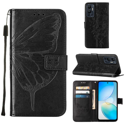 Embossed Butterfly Flip Leather Phone Case, For Infinix Hot 12 Play/Hot 12 Play NFC X6816C, For Infinix Hot 12i X665, For Infinix Hot 12 X6817