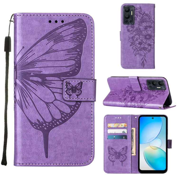 Embossed Butterfly Flip Leather Phone Case, For Infinix Hot 12 Play/Hot 12 Play NFC X6816C, For Infinix Hot 12i X665, For Infinix Hot 12 X6817