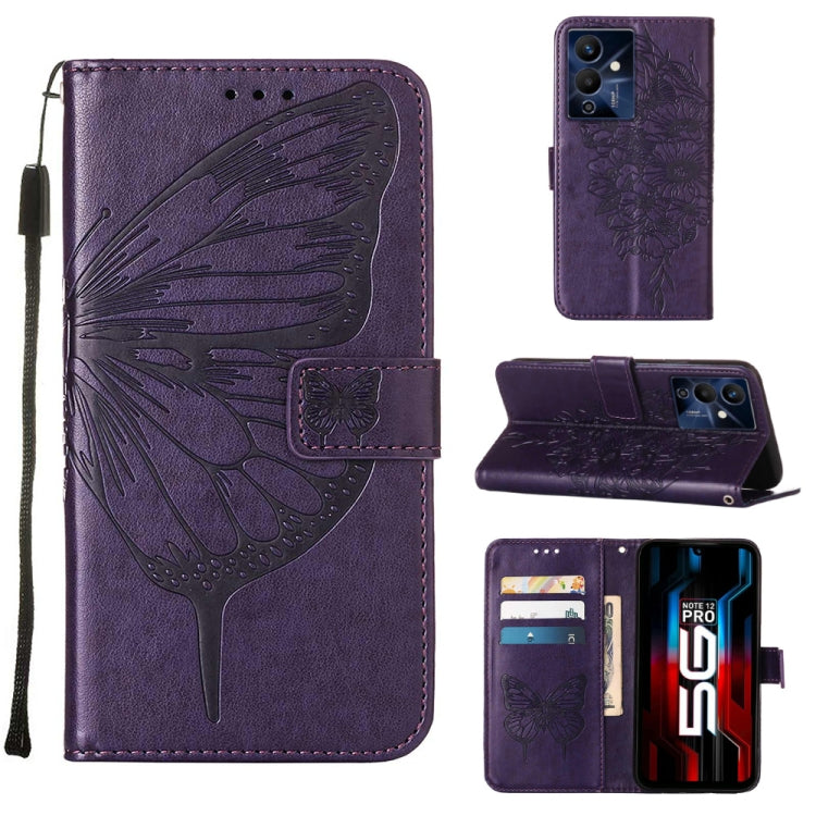 Embossed Butterfly Flip Leather Phone Case, For Infinix Note 12 Pro 4G, For Infinix Note 12 Pro 5G, For Infinix Note 12 G96