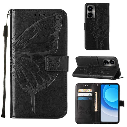 Embossed Butterfly Flip Leather Phone Case, For OnePlus 10T 5G Global, For Tecno Camon 19, For Tecno Camon 19 NEO