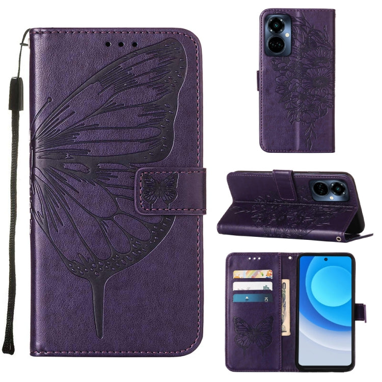 Embossed Butterfly Flip Leather Phone Case, For Tecno Camon 19 Pro 5G, For Tecno POP 6, For Tecno Pova 3/LE7