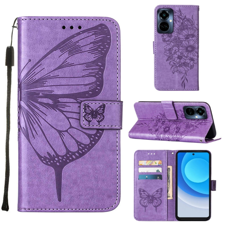 Embossed Butterfly Flip Leather Phone Case, For Tecno Camon 19 Pro 5G, For Tecno POP 6, For Tecno Pova 3/LE7