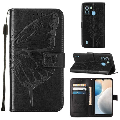 Embossed Butterfly Flip Leather Phone Case, For Tecno Camon 19 Pro 5G, For Tecno POP 6, For Tecno Pova 3/LE7