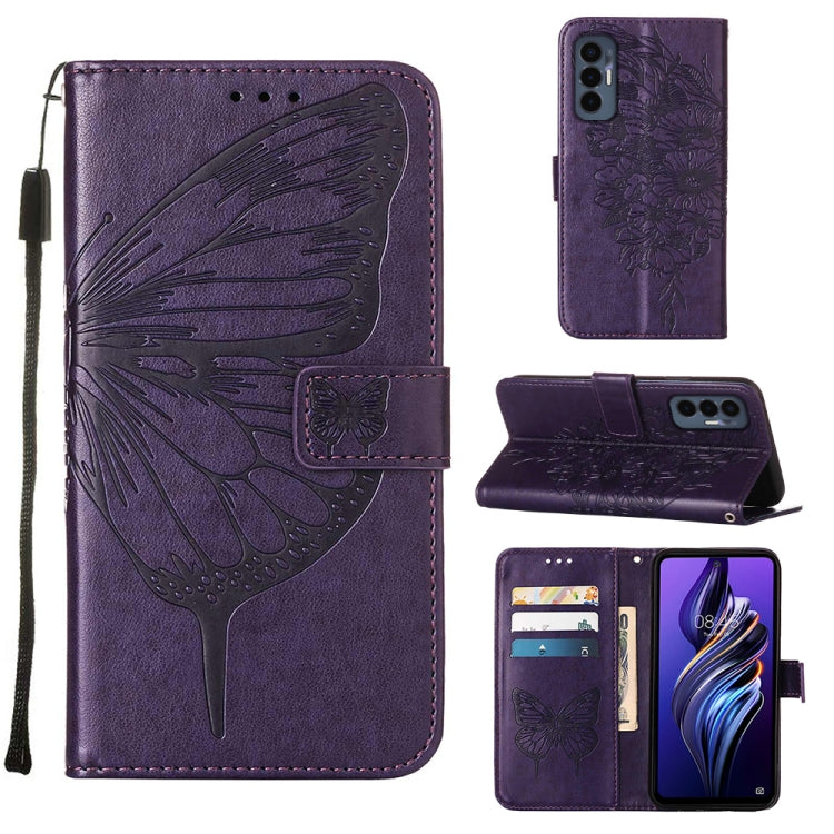 Embossed Butterfly Flip Leather Phone Case, For Tecno Camon 19 Pro 5G, For Tecno POP 6, For Tecno Pova 3/LE7