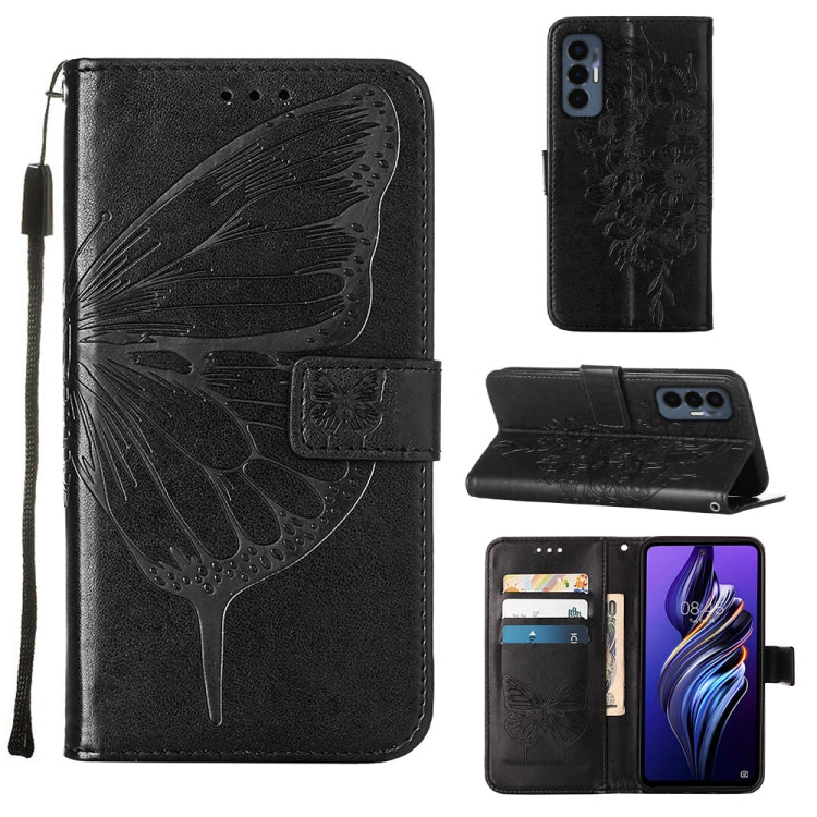 Embossed Butterfly Flip Leather Phone Case, For Tecno Camon 19 Pro 5G, For Tecno POP 6, For Tecno Pova 3/LE7