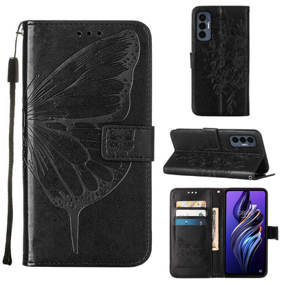 Embossed Butterfly Flip Leather Phone Case, For Tecno Camon 19 Pro 5G, For Tecno POP 6, For Tecno Pova 3/LE7