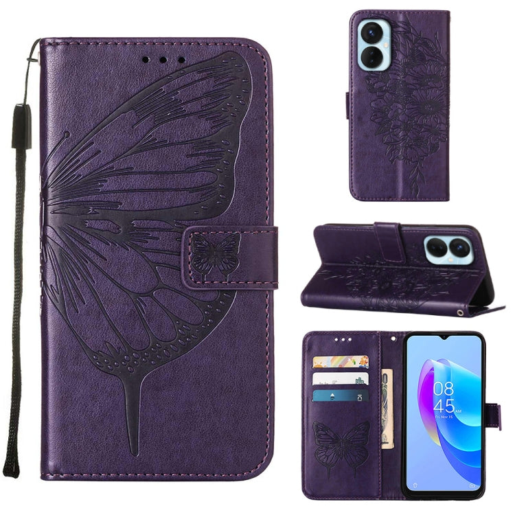 Embossed Butterfly Flip Leather Phone Case, For Tecno Spark 9 Pro/Spark 9T, For vivo S10e 5G/V23e 4G/V23E 5G/Y75 4G, For vivo Y02S