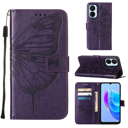 Embossed Butterfly Flip Leather Phone Case, For Tecno Spark 9 Pro/Spark 9T, For vivo S10e 5G/V23e 4G/V23E 5G/Y75 4G, For vivo Y02S