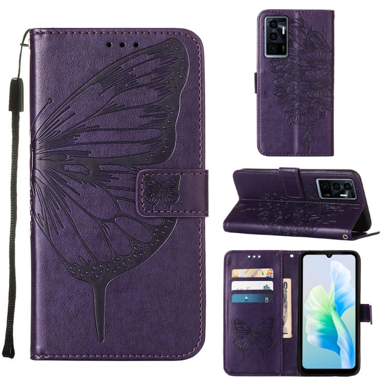Embossed Butterfly Flip Leather Phone Case, For Tecno Spark 9 Pro/Spark 9T, For vivo S10e 5G/V23e 4G/V23E 5G/Y75 4G, For vivo Y02S