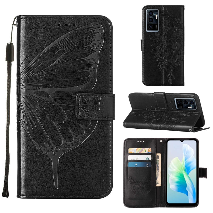 Embossed Butterfly Flip Leather Phone Case, For Tecno Spark 9 Pro/Spark 9T, For vivo S10e 5G/V23e 4G/V23E 5G/Y75 4G, For vivo Y02S