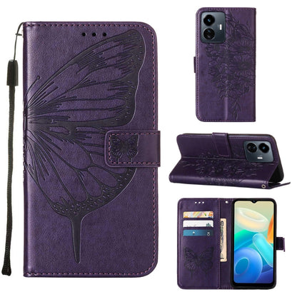 Embossed Butterfly Flip Leather Phone Case, For vivo Y77 5G Global, For ZTE Blade A52, For ZTE Blade A72 5G