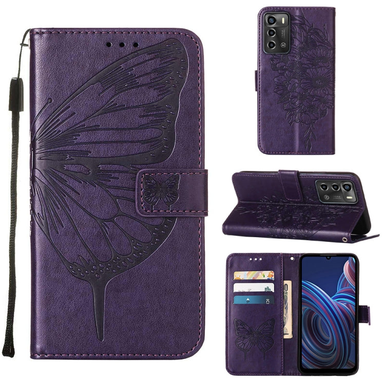 Embossed Butterfly Flip Leather Phone Case, For vivo Y77 5G Global, For ZTE Blade A52, For ZTE Blade A72 5G