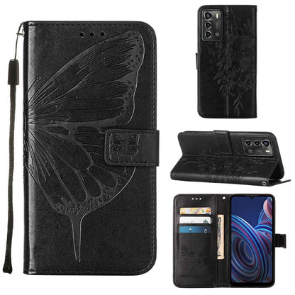 Embossed Butterfly Flip Leather Phone Case, For vivo Y77 5G Global, For ZTE Blade A52, For ZTE Blade A72 5G
