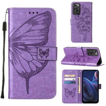 Embossed Butterfly Flip Leather Phone Case, For vivo Y77 5G Global, For ZTE Blade A52, For ZTE Blade A72 5G