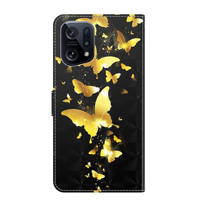 3D Painting Pattern TPU + PU Leather Phone Case, For OPPO Find X5, For OPPO Find X5 Pro