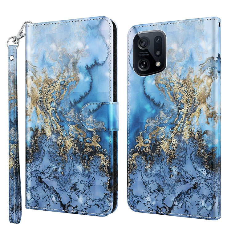 3D Painting Pattern TPU + PU Leather Phone Case, For OPPO Find X5, For OPPO Find X5 Pro