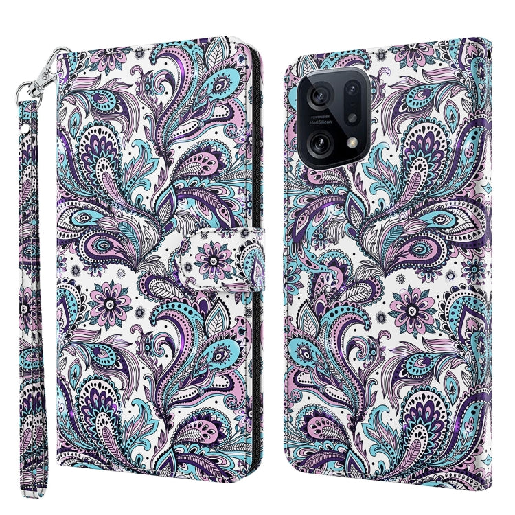 3D Painting Pattern TPU + PU Leather Phone Case, For OPPO Find X5, For OPPO Find X5 Pro