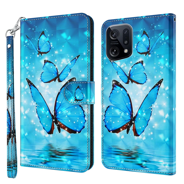 3D Painting Pattern TPU + PU Leather Phone Case, For OPPO Find X5, For OPPO Find X5 Pro