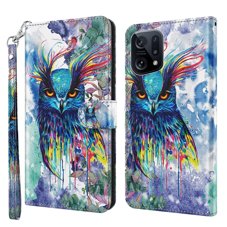 3D Painting Pattern TPU + PU Leather Phone Case, For OPPO Find X5, For OPPO Find X5 Pro