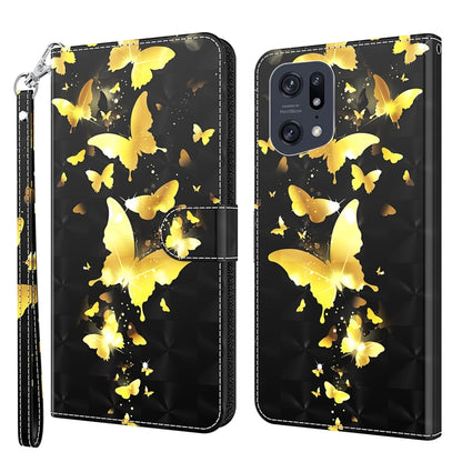 3D Painting Pattern TPU + PU Leather Phone Case, For OPPO Find X5, For OPPO Find X5 Pro