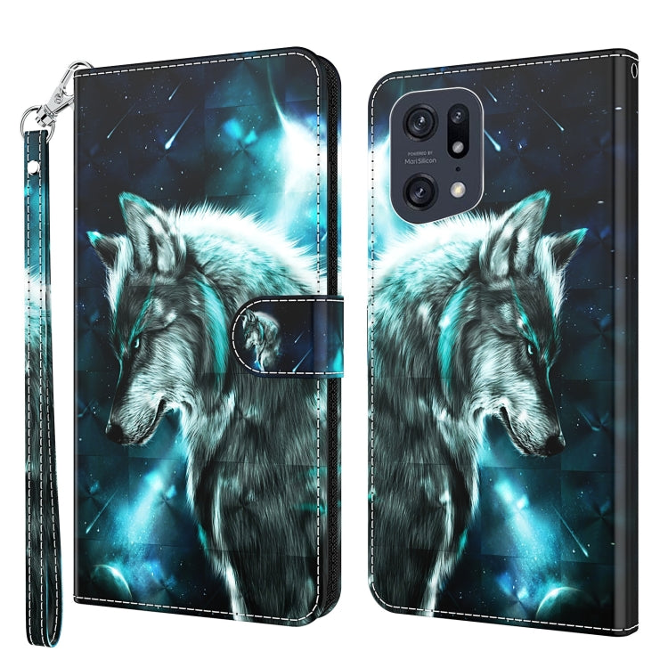 3D Painting Pattern TPU + PU Leather Phone Case, For OPPO Find X5, For OPPO Find X5 Pro