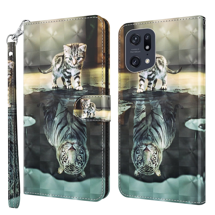 3D Painting Pattern TPU + PU Leather Phone Case, For OPPO Find X5, For OPPO Find X5 Pro