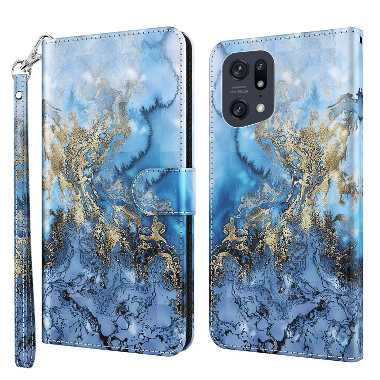3D Painting Pattern TPU + PU Leather Phone Case, For OPPO Find X5, For OPPO Find X5 Pro