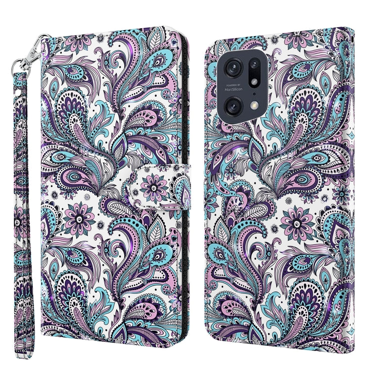 3D Painting Pattern TPU + PU Leather Phone Case, For OPPO Find X5, For OPPO Find X5 Pro