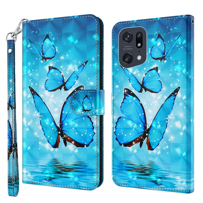 3D Painting Pattern TPU + PU Leather Phone Case, For OPPO Find X5, For OPPO Find X5 Pro