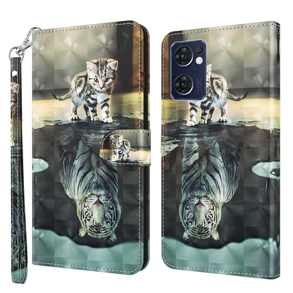 3D Painting Pattern TPU + PU Leather Phone Case, For OPPO Reno7 5G/Find X5 Lite, For vivo Y72 5G