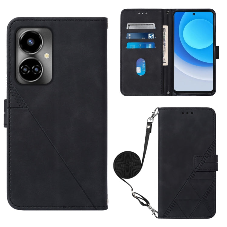 Crossbody 3D Embossed Flip Leather Phone Case, For Tecno Camon 19, For Tecno Camon 19 Neo, For Tecno Camon 19 Pro 5G, For Tecno Pop 6