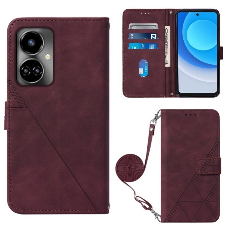 Crossbody 3D Embossed Flip Leather Phone Case, For Tecno Camon 19, For Tecno Camon 19 Neo, For Tecno Camon 19 Pro 5G, For Tecno Pop 6