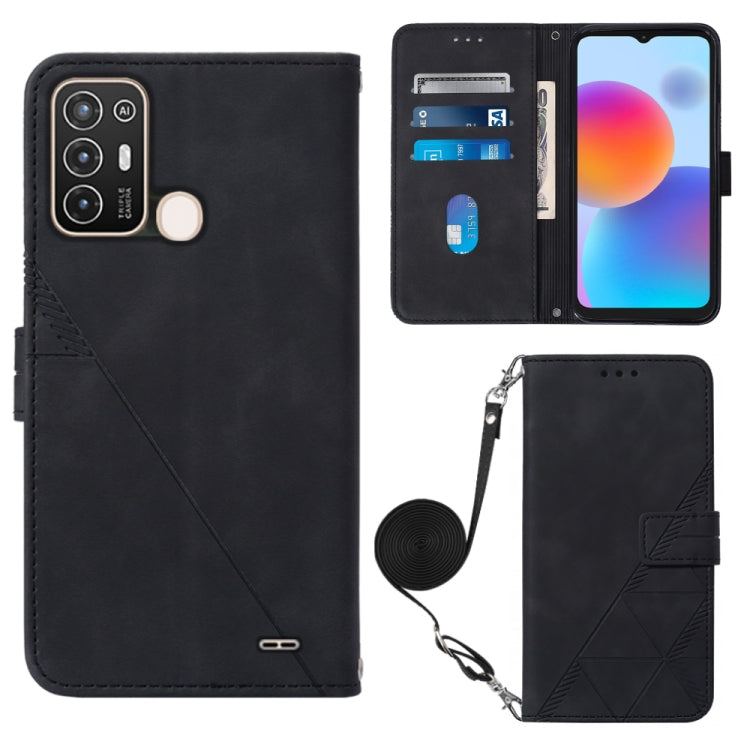 Crossbody 3D Embossed Flip Leather Phone Case, For OnePlus 10T 5G Global, For Tecno Pova 3 LE7, For Tecno Spark 9 Pro / Spark 9T, For ZTE Blade A52
