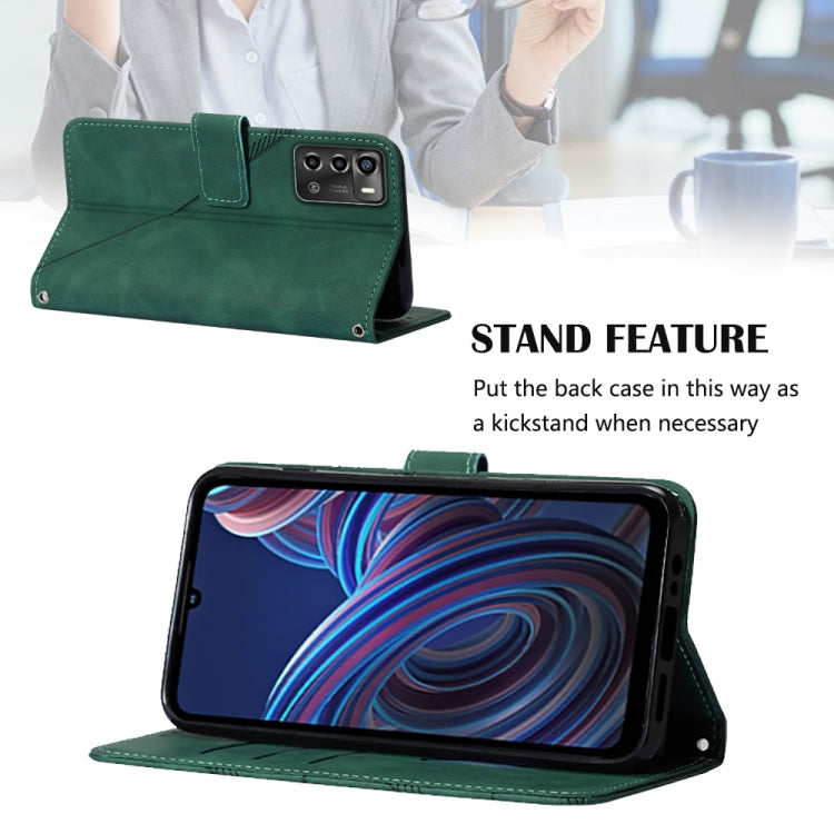 Crossbody 3D Embossed Flip Leather Phone Case, For ZTE Blade A72