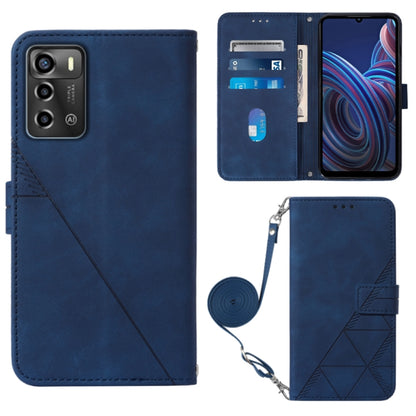 Crossbody 3D Embossed Flip Leather Phone Case, For ZTE Blade A72