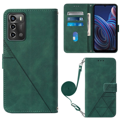Crossbody 3D Embossed Flip Leather Phone Case, For ZTE Blade A72