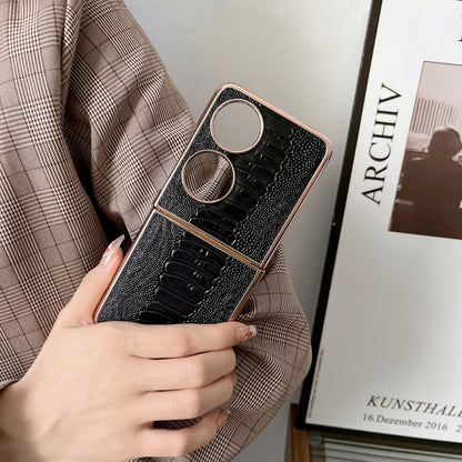 Genuine Leather Weilai Series Nano Plating Phone Case, For OPPO Reno8, For OPPO Reno8 Pro, For Huawei P50 Pocket