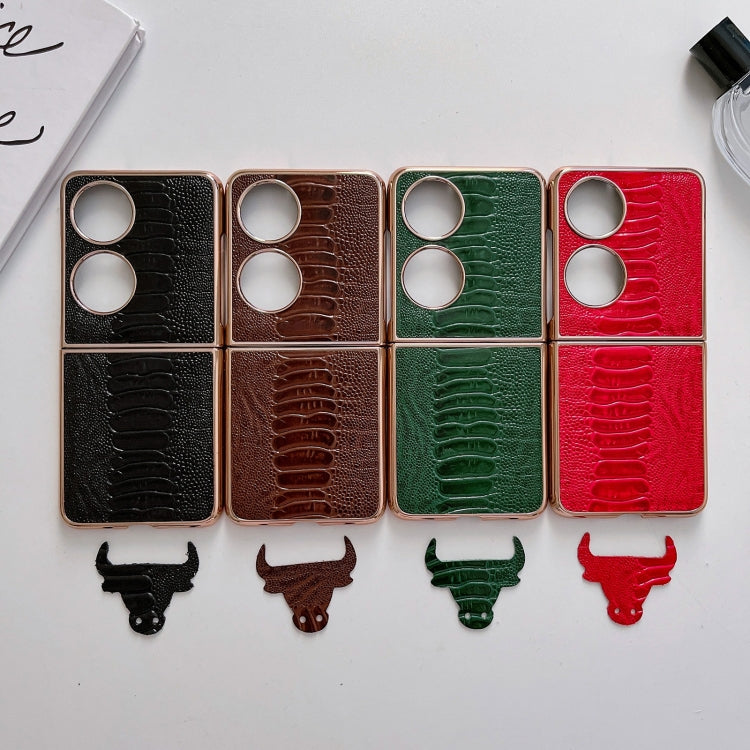 Genuine Leather Weilai Series Nano Plating Phone Case, For OPPO Reno8, For OPPO Reno8 Pro, For Huawei P50 Pocket