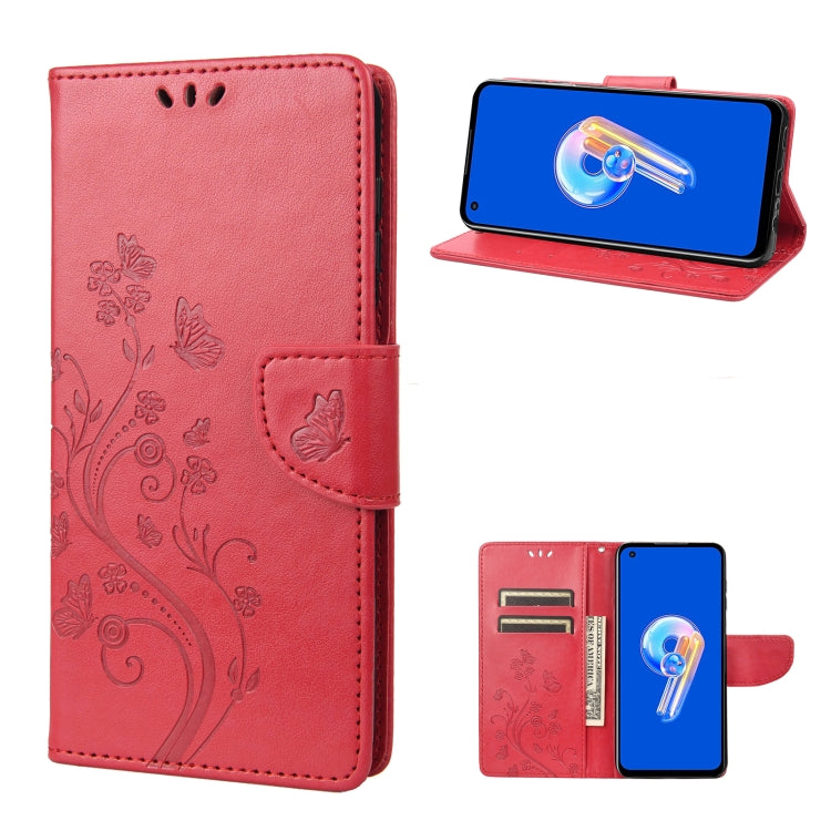 Butterfly Flower Pattern Flip Leather Phone Case, For Asus Zenfone 9