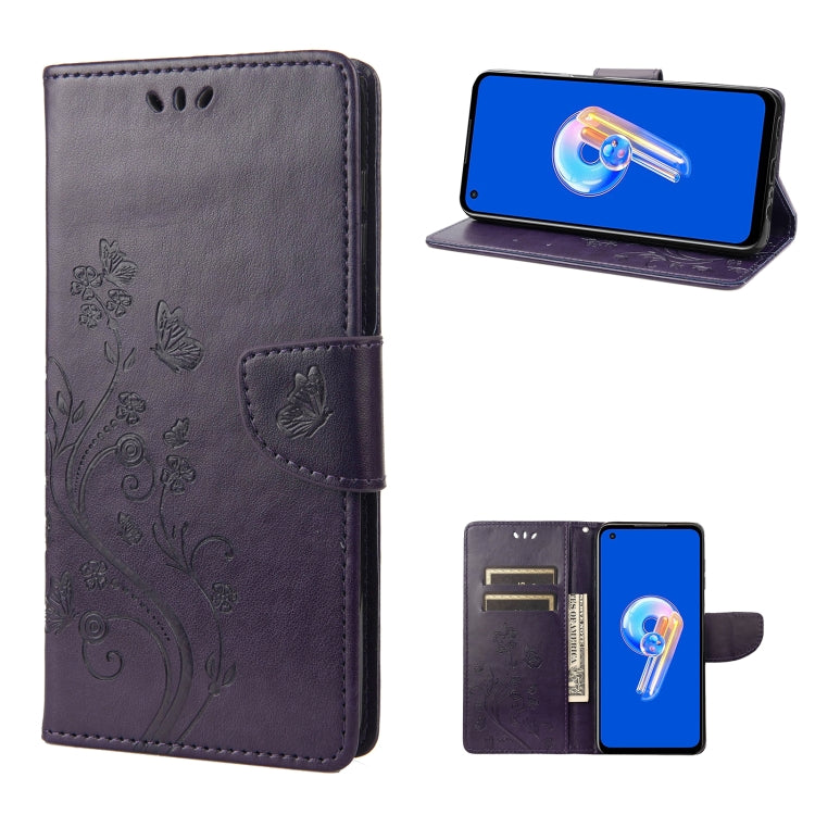 Butterfly Flower Pattern Flip Leather Phone Case, For Asus Zenfone 9