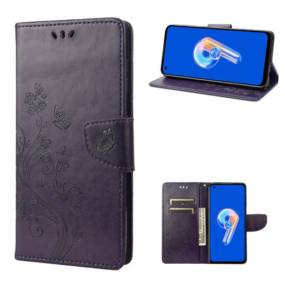 Butterfly Flower Pattern Flip Leather Phone Case, For Asus Zenfone 9