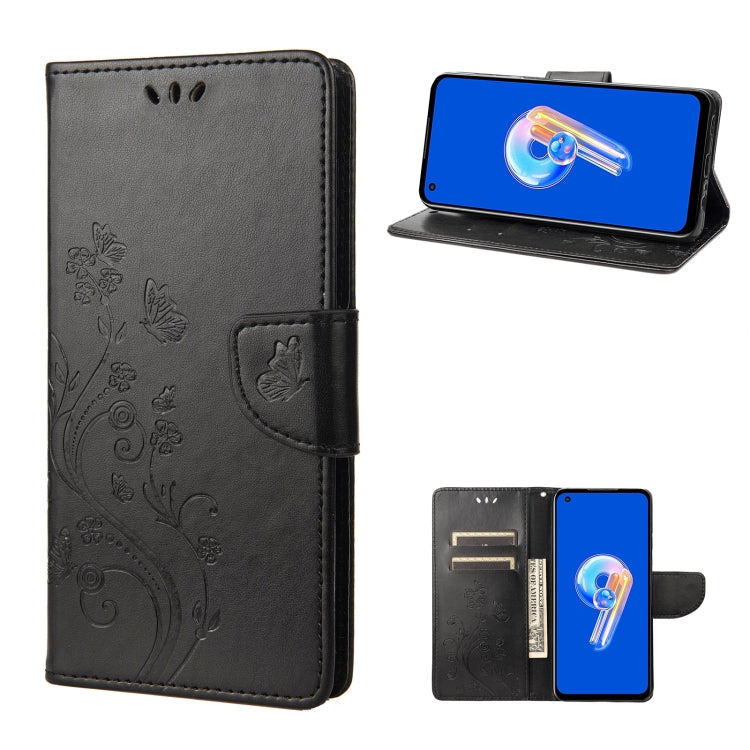 Butterfly Flower Pattern Flip Leather Phone Case, For Asus Zenfone 9